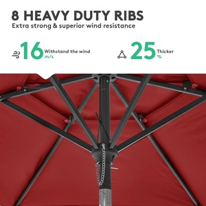 Parasol de jardin et de terrasse extérieur de grande taille 9' pour restaurant, avec base – Fabricant - Product Image 3