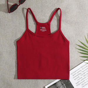 Stelle Débardeur court pour femme, respirant, écologique, coupe ajustée, en maille côtelée, à bretelles sexy, pour le yoga, le fitness et le quotidien estival - Product Image 1