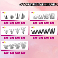 Kit d'extension de cils en éventail segmentés pré-coupés en cheveux synthétiques faits à la main, antibactérien, durable, vente en gros, marque privée