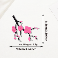 Patchs brodés thermocollants en gros, motif fleur de prunier et oiseau, pour vestes, jeans, chapeaux, sacs, vêtements DIY personnalisés