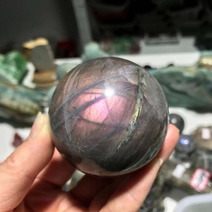 Atacado Personalizado Cristal Roxo Flash <span class=keywords><strong>Labradorite</strong></span> esfera Gemstone Ball Para Cura - Product Image 4