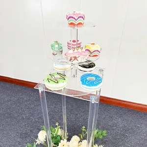 Ensemble de présentoirs à gâteaux de mariage, en acrylique, de 3, 4, 5 niveaux, tour ronde, cupcakes transparent