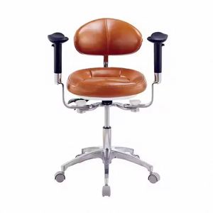 PU/Microfiber/Simulated Leather Adjustable Stool with Backrest Double Armrest Dentist Stool Mobile <strong>Chair</strong> - Product Image 1