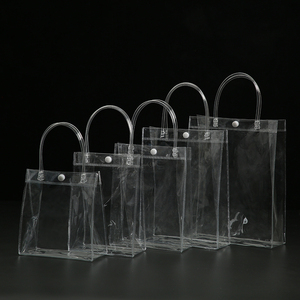 Standard size ready stock clear plastic transparent pvc tote shopping bag