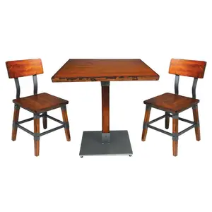 Antique Rustic Industrial Dining Table and Side Chair with the Feeling of Primeval Forest Wood and Abandoned Steel