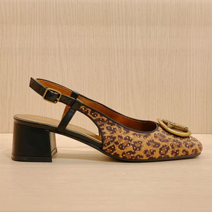 Peninsula Fashion Elegant Women's Low Chunky Heeled Square <strong>Toe</strong> Buckle Colored Diamonds Brightly Decorated <strong>Shoes</strong> for Wholesale - Product Image 2