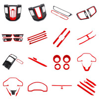 Ensemble complet de garnitures intérieures en ABS style fibre de carbone rouge, compatibles avec CR-V 2017-2022, accessoires de modification intérieure de voiture