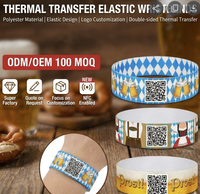 Bracelet intelligent réutilisable en tissu extensible confortable, tissé, avec puce RFID 1K, étanche, pour l'accès aux événements