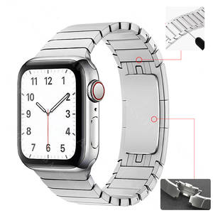 Bracelet à maillons en acier inoxydable, couleur <span class=keywords><strong>Titan</strong></span>, boucle papillon, solide, 49mm, 45mm, métal, pour Apple Watch Ultra 8 - Product Image 4