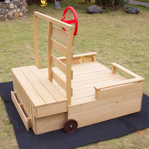 <span class=keywords><strong>Bac</strong></span> à <span class=keywords><strong>sable</strong></span> en <span class=keywords><strong>bois</strong></span> pour enfants, forme de voiture, avec roues à tirer - Product Image 2