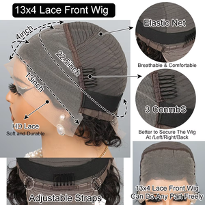 <span class=keywords><strong>Parrucca</strong></span> Bob Pixie Cut Ricci Corti 13x4 99j Bordeaux Rosa con Pizzo Frontale, Capelli Umani Brasiliani Remy per Donne Nere - Product Image 6