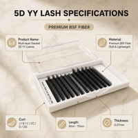 Extensions de cils préfabriquées 5DYY style Flying Fox, volume BSF, naturelles, longues, faites à la main, sans cruauté, faciles à poser, effet wispy