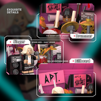 Ensemble de blocs de construction de scène musicale 376 pièces avec mini figurines, batterie et équipement d'éclairage, salle de concert rose, jouet de construction pour enfants