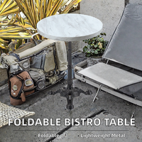 Table de restaurant d'extérieur pliable en marbre noir avec base métallique, idéale pour hôtels et salons – Vente en gros Chine