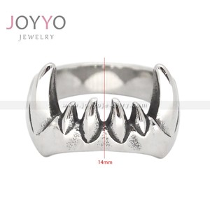 ヒップホップパンク吸血鬼歯メンズステンレス鋼ファッションリングシルバー牙ファインリングコスプレイヤーアクセサリー - Product Image 3
