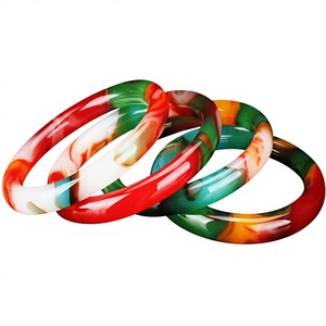 Ensemble de bracelets en résine acrylique colorée avec motifs à pois et rayures, bijoux de mode unisexe, bracelets mignons et élégants pour femme - Product Image 4