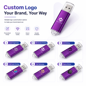 Pen Drive USB Flash <b>Memory</b> Stick Custom Logo Metallic Bulk Clear Cap Loop Wholesale Promotional <b>Gift</b> - Product Image 3