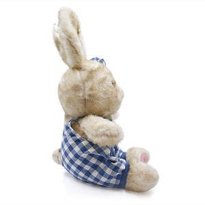Lindo Conejito de Peluche con Overol a Cuadros Azules y <span class=keywords><strong>Boina</strong></span>, Muñeco Kawaii Suave, Regalo de Cumpleaños para Niñas - Product Image 2