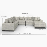 Juego de Sofás Modulares Personalizables de Estilo Europeo PZCN HOME, 3 Piezas, Forma de U, Seccional con Chaise Reversible para Sala de Estar
