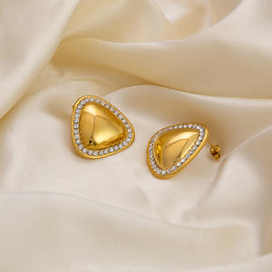 Pendientes Triangulares con Diamantes, Chapados en Oro de 18K, Engaste de Bisel, Joyería Geométrica de Moda para Fiestas - Product Image 2