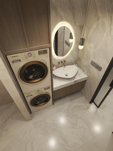 Gabinetes de baño personalizados de fábrica con lavadoras Prácticos tocadores de baño de madera con gabinete de almacenamiento de luces LED - Product Image 3