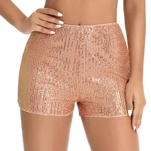 Vua McGreen Sao Bling Kim Loại Quần Short Cho Phụ Nữ Sequin Cao Eo Đen Skinny Bên Câu Lạc Bộ Đêm Khiêu Vũ Đáy Hot Cô Gái Mặc