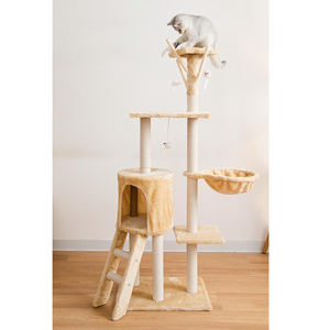 Structure d'escalade pour <span class=keywords><strong>chat</strong></span> en sisal intégrée, couleur unie <span class=keywords><strong>simple</strong></span>, avec panier et jouet pour animaux de compagnie - Product Image 2