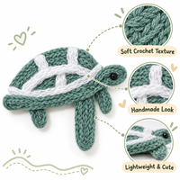 Applique tortue verte au crochet, patch tricoté fait main pour vêtements, sacs, chapeaux, artisanat DIY, couture, décoration, accessoire tortue de mer mignon 5,1 pouces