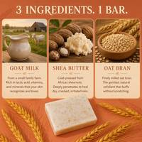 Savon en barre au lait de chèvre, beurre de karité et son de blé, hydratant naturel, exfoliant doux, nettoyant visage et corps, pour peaux sensibles, végétalien, OEM