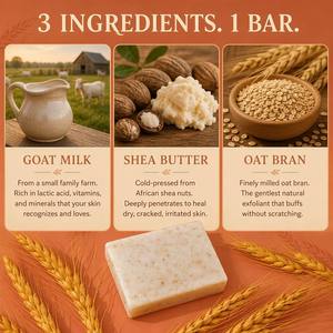 Savon en barre au <span class=keywords><strong>lait</strong></span> de chèvre, beurre de karité et son de blé, hydratant naturel, exfoliant doux, nettoyant visage et corps, pour peaux sensibles, végétalien, OEM - Product Image 6