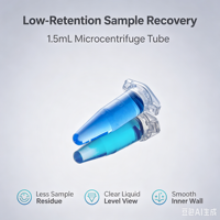 Tube de microcentrifugation à verrouillage de sécurité de 1,5 ml, conception à faible rétention, consommables de laboratoire professionnels