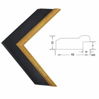 Bingkai Gambar Kayu Pinus Solid 92x32mm Hitam Matte Emas Berlekuk untuk Lukisan Minyak Dekorasi Galeri