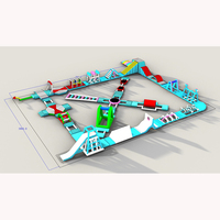 Parc aquatique flottant de plage, parc aquatique gonflable extérieur mobile pour adultes et enfants