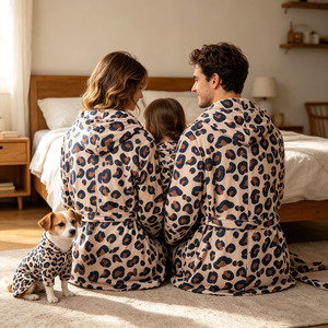 E1 Venta al por mayor: Batas de bebé para niña con estampado de leopardo personalizado, manga larga, tipo cárdigan con frenulum, que contiene algodón. - Product Image 6