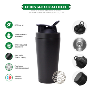 Botol air GYM dinding ganda gelas pengocok baja tahan karat dalam stok kustom botol pengocok vakum terisolasi pabrik grosir jumlah besar - Product Image 2