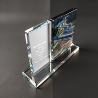 Plaque de bureau personnalisée en cristal à double panneau Neelpure 188179 pour cadeau d'entreprise