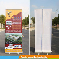 Présentoir en acier inoxydable, 1 pièce, prix d'usine, Design personnalisé, étagère en rouleau, banderole avec affiche d'affaires