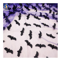 Vacances YX892-1 Tulle Violet/Orange Brodé Halloween Chauve-Souris Maille Tulle Tissu pour Filles Jupe Décoration
