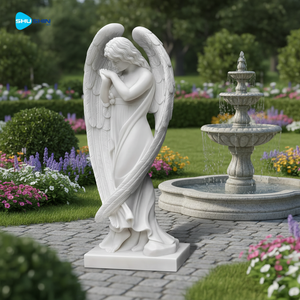 Statua di Angelo in Marmo Bianco per Preghiera, Decorazione per Chiesa, Villa e Giardino, Scultura di Angelo in Marmo in Stile Classico Europeo - Product Image 2