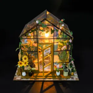 Hongda produk tren 2023 baru kedatangan rumah boneka miniatur rumah pohon Natal teka-teki kayu untuk dewasa