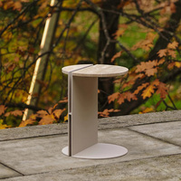 Table d'appoint minimaliste en marbre travertin, design en mosaïque, table de chevet pour salon, mobilier multi-scènes pour hôtel et maison