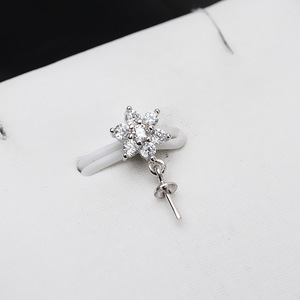 Juego de Collar y Pendientes de Plata S925 con Forma de Flor Hexagonal para Mujer, Accesorios de Bricolaje, Anillos de Salto con Base Hueca para Perlas de 7-13 mm - Product Image 1