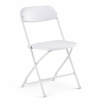 Chaise pliante en plastique blanc avec structure métallique thermolaquée, siège portable pour mariage, conférence, événement en plein air