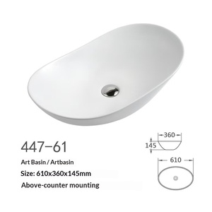 Lavabo da Appoggio Quadrato in Ceramica di <span class=keywords><strong>Piccole</strong></span> <span class=keywords><strong>Dimensioni</strong></span> con Foro Singolo per Balcone e Bagno - Product Image 4