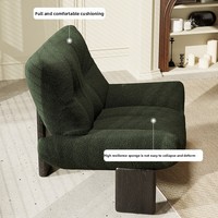   Fauteuil simple moderne en velours avec pieds en bois massif, confortable pour salon, hôtel, atelier, appartement, entrepôt