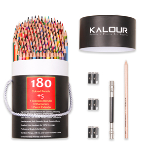 Ensemble <span class=keywords><strong>de</strong></span> crayons <span class=keywords><strong>de</strong></span> couleur professionnels KALOUR 180 couleurs dans une boîte en <span class=keywords><strong>papier</strong></span> ronde avec mine douce et couleurs vibrantes pour la coloration et le <span class=keywords><strong>dessin</strong></span> - Product Image 3
