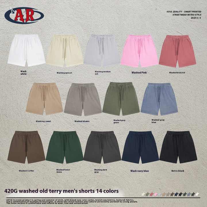 2025 Summer New Arrival Collection Men's & Women's Breathable Casual Short Sleeve Shorts Set Old Dyeing Water Washed Fashion Set