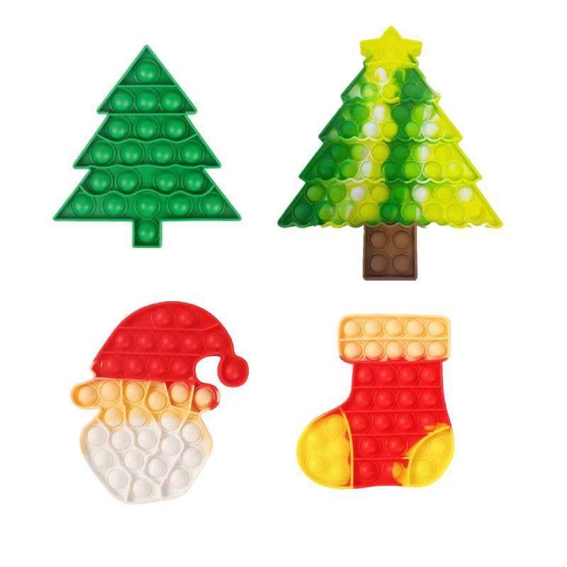 Wholesale Christmas Santa Silicone Toys Push Pop Bubble Chessboard Sensory Fidget Toy for Kids Stress Relief Gift