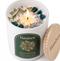 Pot à bougie blanc avec couvercle en bois 8oz 12oz, récipient en verre vide, étiquette personnalisée motif forêt, idéal pour les ateliers de création en cristal