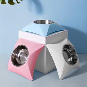 Elevado Cat <span class=keywords><strong>Dog</strong></span> <span class=keywords><strong>Bowl</strong></span> Arredondado Inclinado Design Aço Inoxidável Sólido Eco-friendly Proteção Cervical Destacável Bacia De Alimentação - Product Image 3